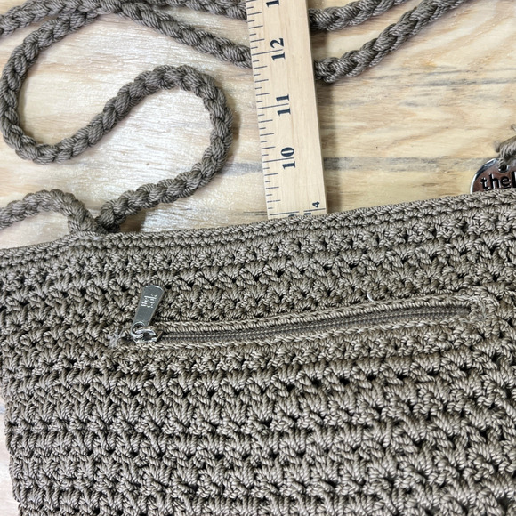 The Sak Original Brown Taupe Crochet Double Strap Shoulder Bag Boho Minimalist - Picture 16 of 16